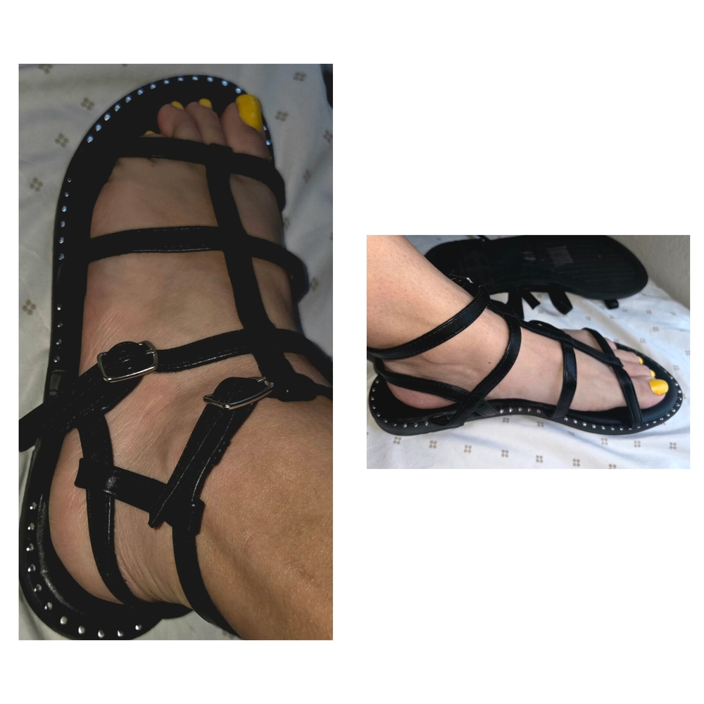 Forever 21 Black Strappy Studded Gladiator Sandals